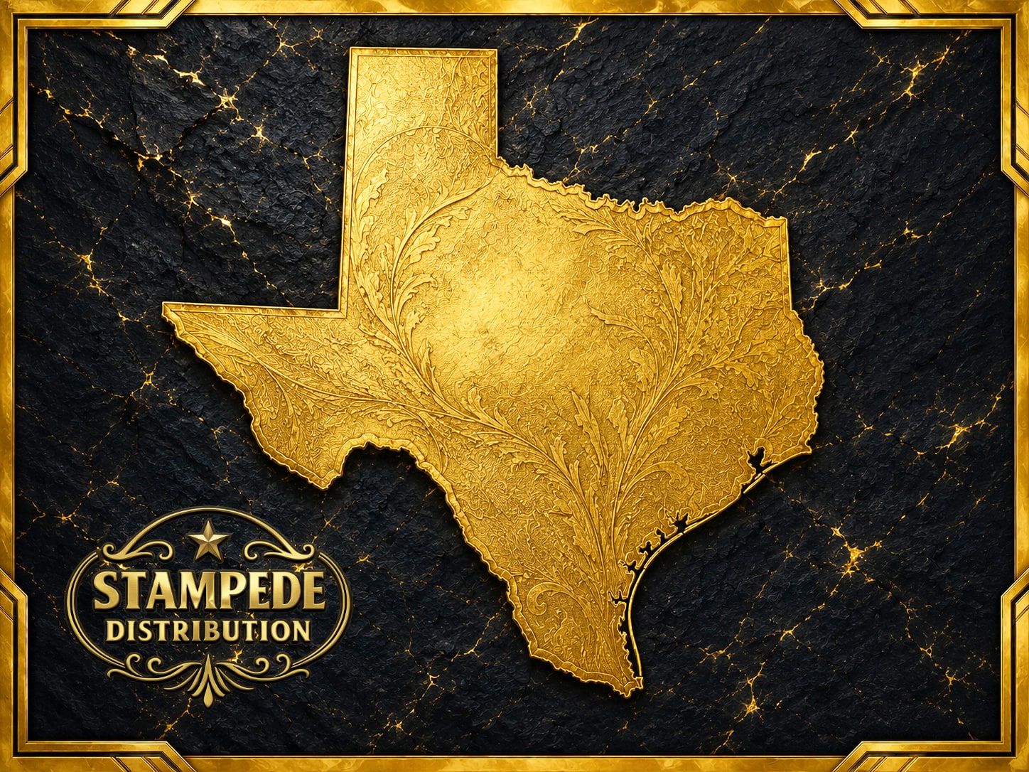 Map of Texas showing Stampede's Grand Prairie stocking warehouse and the data center markets it serves: Abilene, Temple, San Antonio, West Texas.